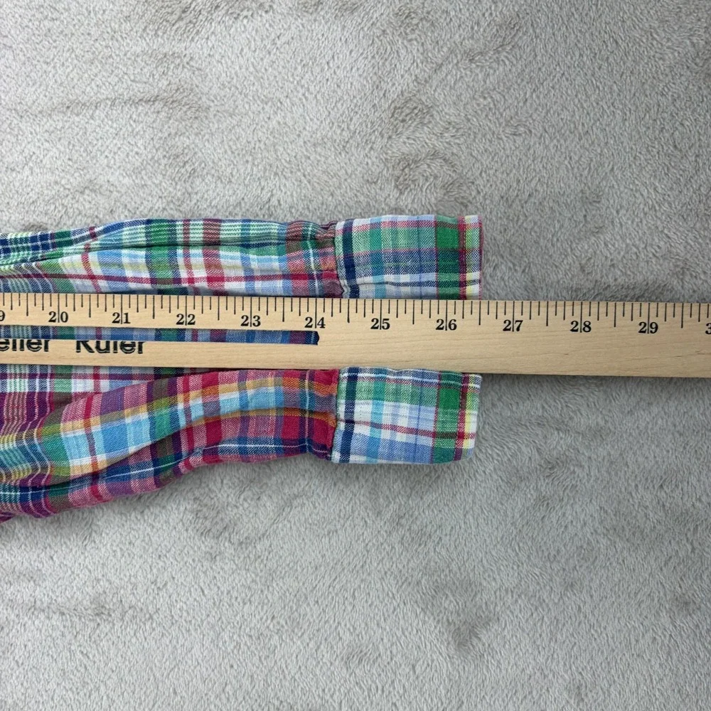 Polo Ralph Lauren 100% Linen Multi Madras Plaid Shirt Men 2XL Pony Preppy